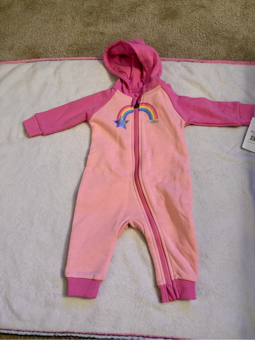 Hurley Pink Rainbow Hooded One-Piece with Bright Pink Sleeves